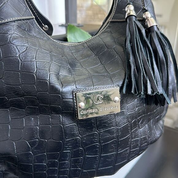 Carmen Steffens leather crocodile embossed hobo shoulder handbag purse like new - Picture 3 of 10